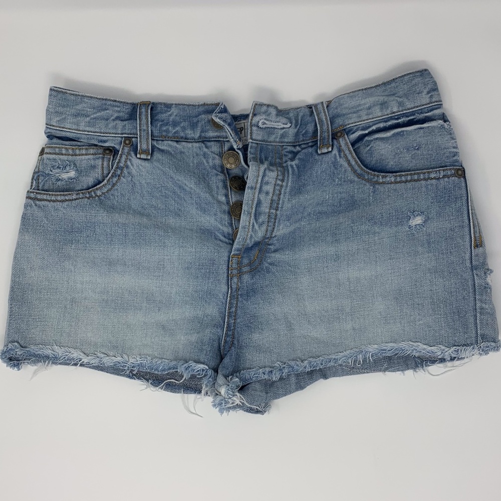 ✿SOLD✿ Free People Raw Hem Patchwork Denim Shorts